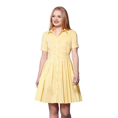 Yellow short sleeve shirt dress